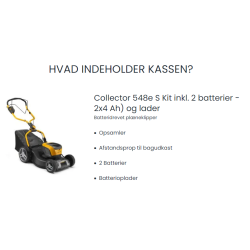 Stiga Collector 548e S Kit inkl. 2 batterier - 2x4 Ah) og lader