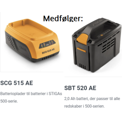 Stiga SGT 500 AE Grstrimmer med 2 Ah Batteri og Lader